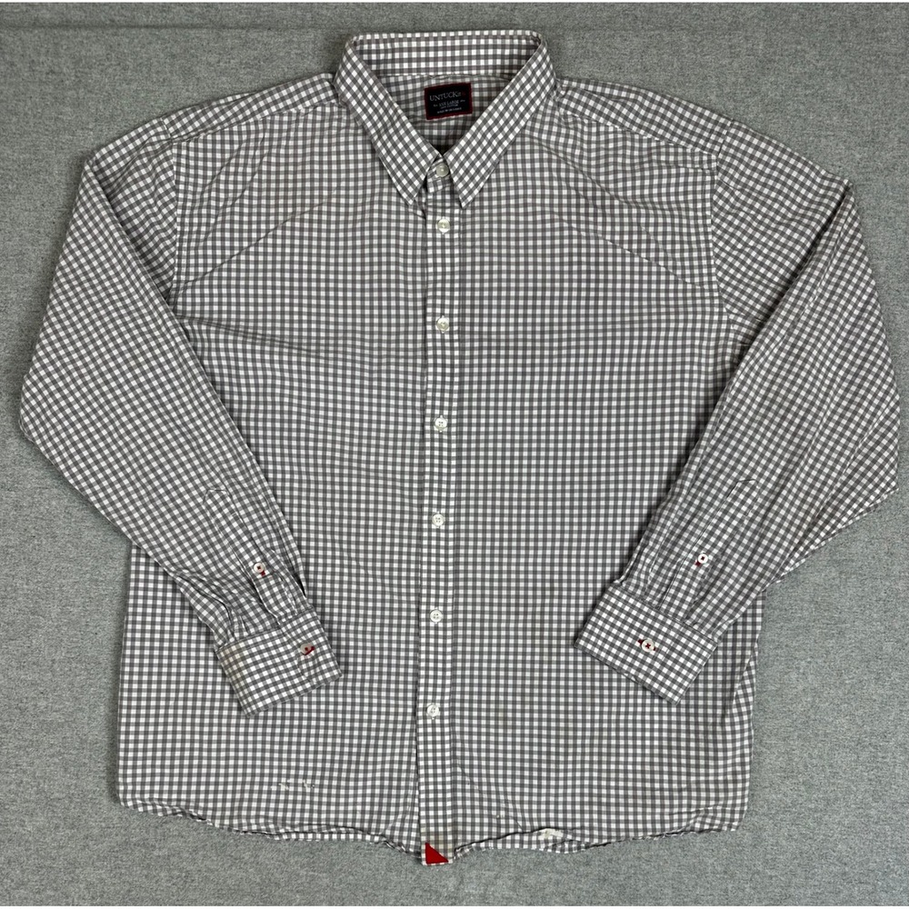 UNTUCKit Button Down Shirt Mens XXXL Grey Good Gingham Long Sleeve Cotton
